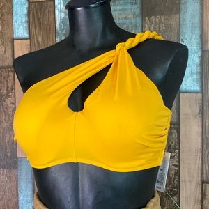 Shade and shore lightly lined one shoulder braided bikini top wired